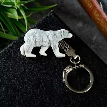 Брелок для ключей на кольце «Медведь белый вид сбоку», 4 см