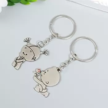 Брелок металл 2в1 "М + Д с цветком"