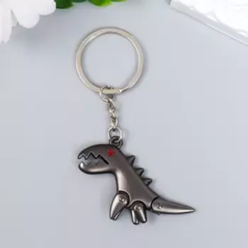 Брелок металл "Динозавр" матовый чёрный, лапы и хвост двигаются 6,7х6,1 см