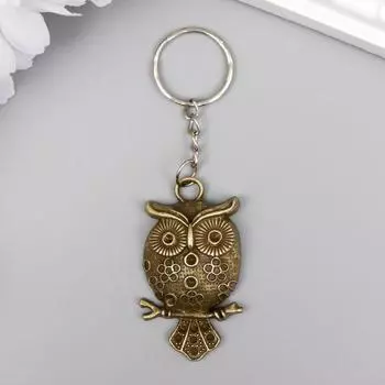 Брелок металл "Филин в цветочках на ветке" 5х3 см