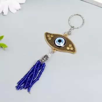 Брелок металл глазки "Глаз и кисточка из бисера" 9х5,5 см