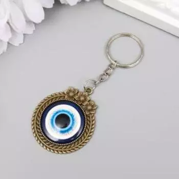 Брелок металл глазки "Круг с цветочками" под бронзу 4х3,6 см