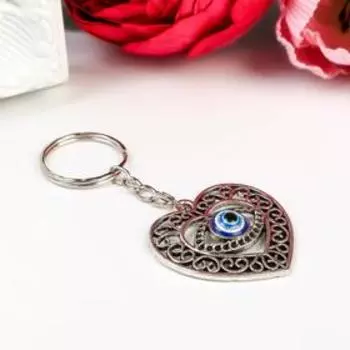 Брелок металл глазки "Сердце" с узорами 4х4,5 см