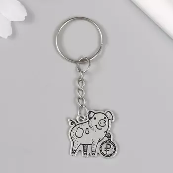 Брелок для ключей на кольце «Хрюшка с рублём», металл, 2.42.5 см