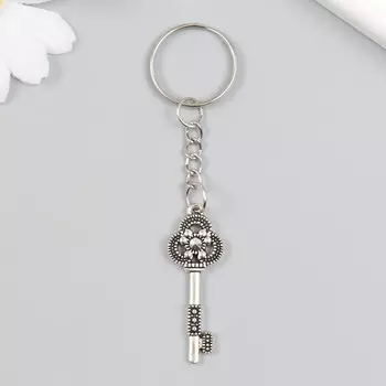 Брелок металл "Ключик со стразой" серебро 1,5х1,6х4,2 см