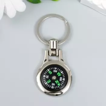 Брелок металл "Компас" серебро 3,3х8 см