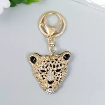 Брелок металл с карабином, эмаль, стразы "Ягуар" 10,2х4,6 см