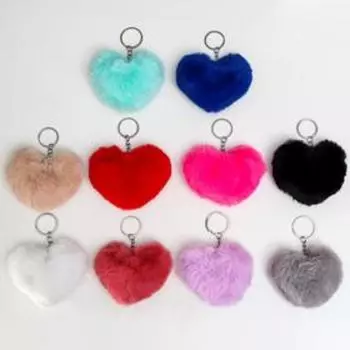 Брелок пушистик "Сердечко меховое" МИКС 9,5х8 см