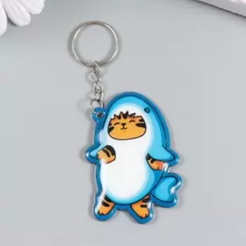 Брелок ПВХ "Котик в костюме акулы" мягкий 5,8х5,5 см