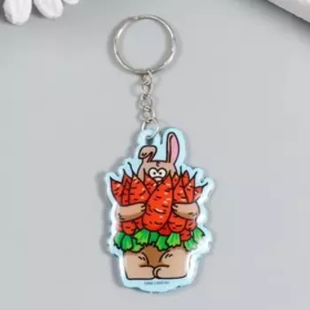 Брелок ПВХ "Заяц с морковками" мягкий 6,5х3,5 см