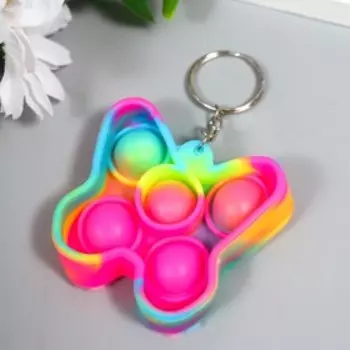 Брелок резина антистресс (бесконечная пупырка) "Бабочка разноцветная" МИКС 5х5,2х1,3 см