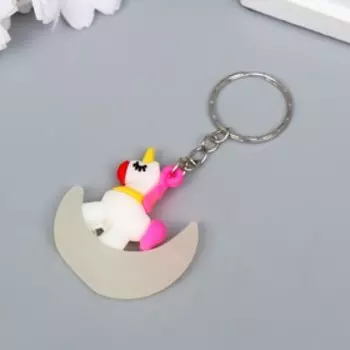 Брелок резина "Единорог на месяце" светится в темноте 4,1х5х1,7 см