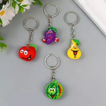 Брелок для ключей на кольце «Фруктики-смайлики», резина, 2.72.61.6 см, МИКС