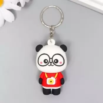 Брелок резина "Панда с фотоаппаратом"МИКС 2,3х3,3х5 см