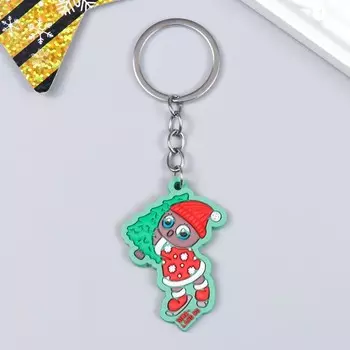 Брелок резина "Совушка с ёлочкой" 4,5х3,5 см