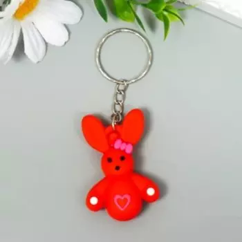 Брелок резина "Зайчик с бантиком" МИКС 2х4,5 см