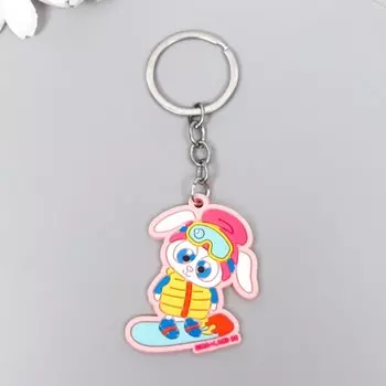 Брелок резина "Заяц-милаш на сноуборде" 5х3,8 см