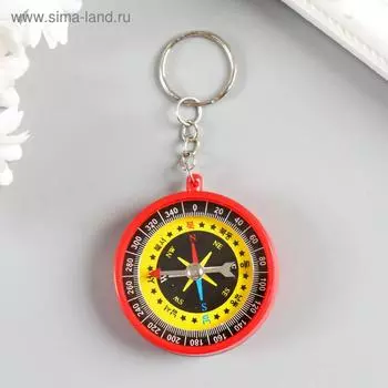 Брелок для ключей на кольце «Круглый», с компасом, пластик, 4.54.51 см, МИКС