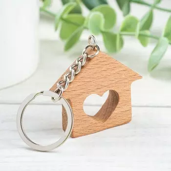 Брелок "Сердце", 4х4,5 см, бук