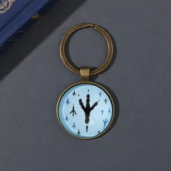 Брелок для ключей на кольце «Круг. Следы голубя», стекло, металл, d=3 см