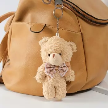 Брелок текстиль "Мишка с ажурным бантиком" 8х5х13 см