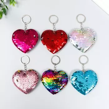 Брелок для ключей на кольце «Пайетки. Сердечко», текстиль, 98 см, МИКС