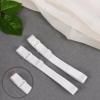 Лямки для бюстгальтера, текстильные, 1.5 см, 37 см, пара, белые