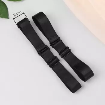 Лямки для бюстгальтера, текстильные, 2 см±2 мм, 34 см, пара, чёрные