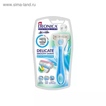 Бритва Deonica For Women, для чувствительной кожи, 3 лезвия, со сменной кассетой