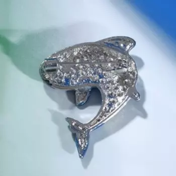 Брошь "Акула", цвет синий в серебре