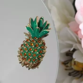 Брошь «Ананас», цвет жёлто-зелёный в золоте