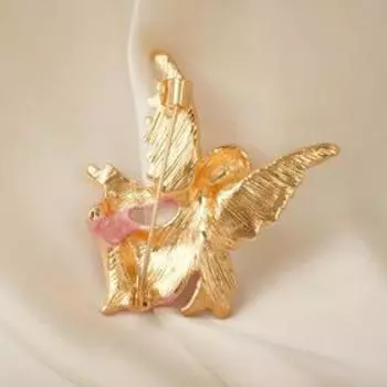 Брошь «Ангелок», цвет бело-розовый в золоте