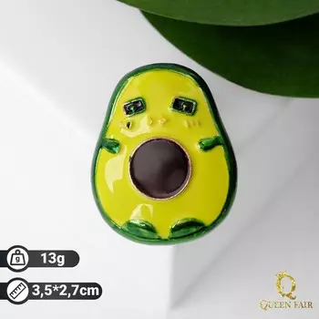 Брошь "Авокадо" мультяшный, цветная в золоте