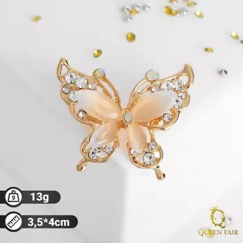 Брошь «Бабочка», цвет бежевый в золоте