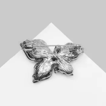 Брошь «Бабочка» крупная, зелёная в серебре