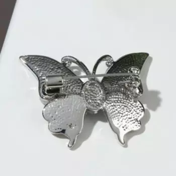 Брошь "Бабочка" минимал, цвет белый в серебре