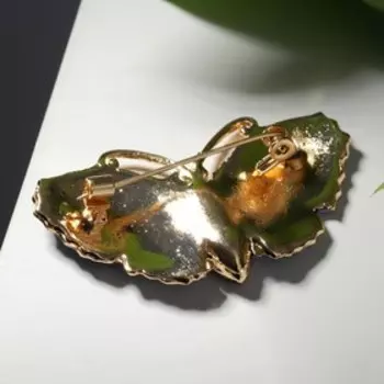 Брошь "Бабочка" пушистая, цветная в золоте