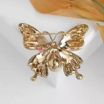 Брошь "Бабочка" яркая, цветная в золоте