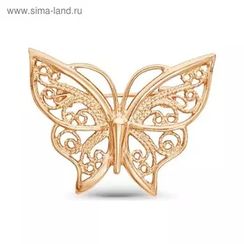 Брошь "Бабочка" резная, позолота