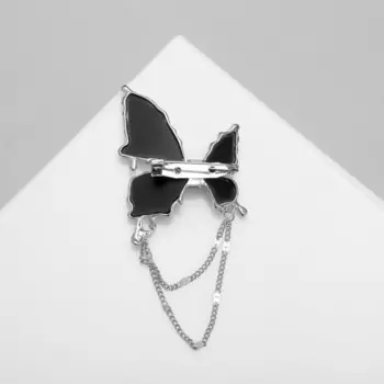 Брошь «Бабочка» тренд, цвет чёрный в серебре