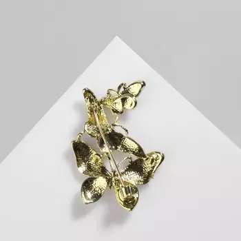 Брошь «Бабочки» трио, цветная в золоте