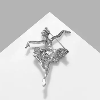 Брошь "Балерина", цвет сине-голубой в серебре