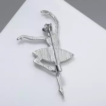 Брошь "Балерина" перламутровая, цвет белый в серебре