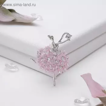 Брошь «Балерина» женственность, цвет розовый в серебре