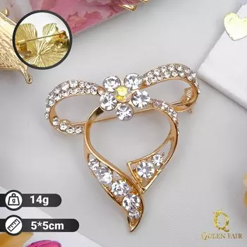 Брошь «Бантик» неженка, цвет белый в золоте