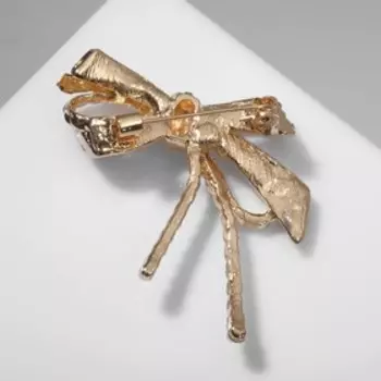 Брошь "Бантик" со шнурком, цвет белый в золоте