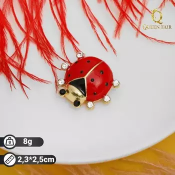 Значок «Божья коровка», цвет красно-чёрный в золоте