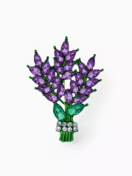 Брошь «Букет» лаванды, сиреневая в золоте