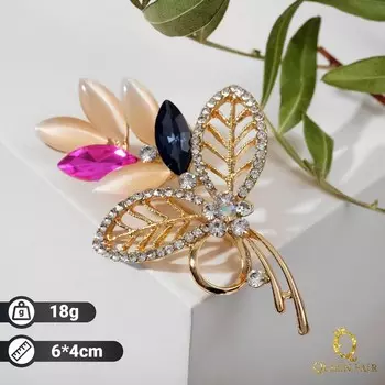 Брошь «Букетик», цветная в золоте