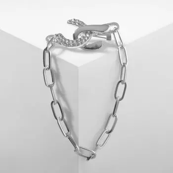 Брошь "Цепь" с крючками, цвет белый в серебре